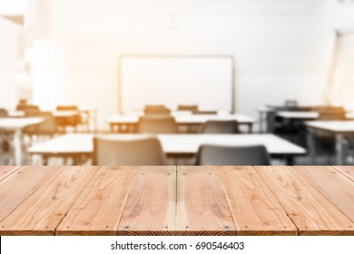 Black And White Blur Image Of Inside Classroom.(On Vintage Tone)