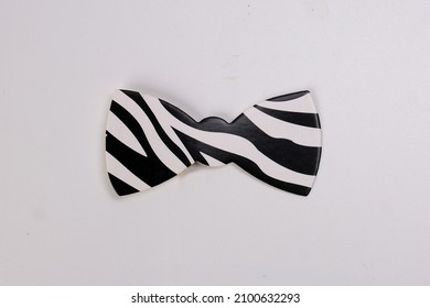 Black White Bow Tie Shape Paper Die Cut Selfie Portrait Party Fun Paper Prop Sticker Stick On White Background