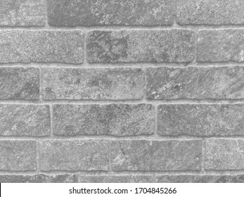 Black And White Brick Block Wall Texture Background. 