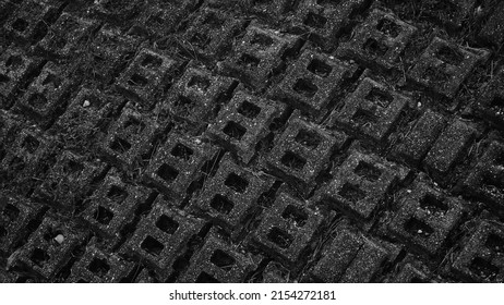 Black and white brick texturing. 