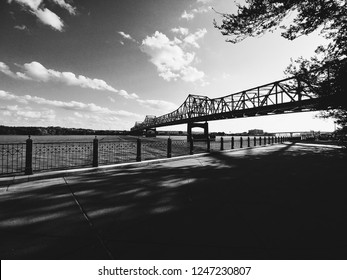 Black and white bridge in Peoria, IL