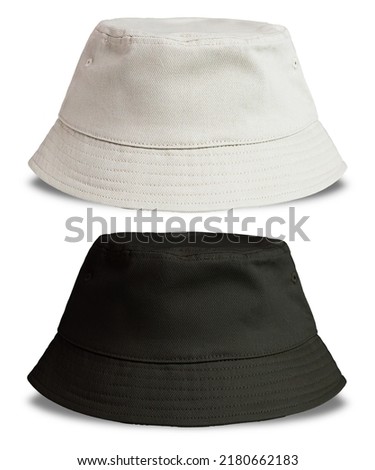 Black and white bucket hat isolated on white background.
