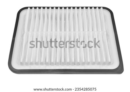 black and white car air filter on a white background