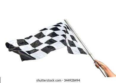 Black And White Checkered Flag , Isolated On White.