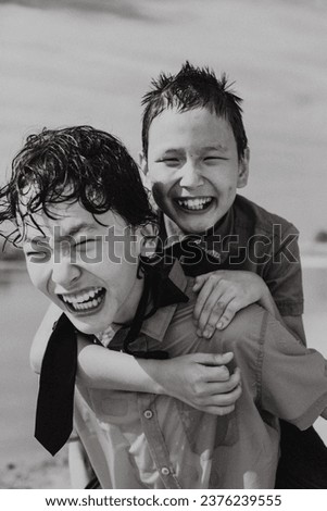 Similar – Image, Stock Photo Brothers II Joy Happy