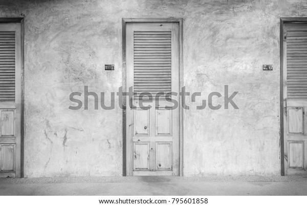 Black White Classic Retro Doors Interior Stock Photo Edit