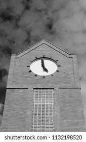 black and white clock tower