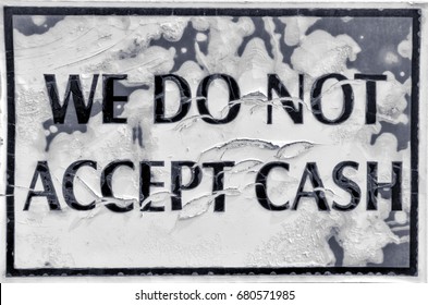 Black And White Close View Of No Cash Sign