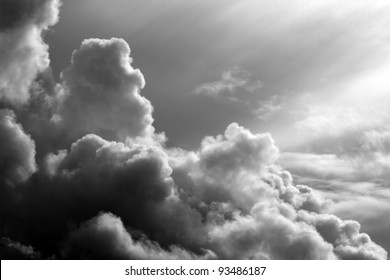 Black And White Clouds In The Sunset