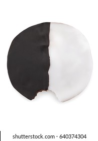 A Black & White Cookie With A Bite Taken Out