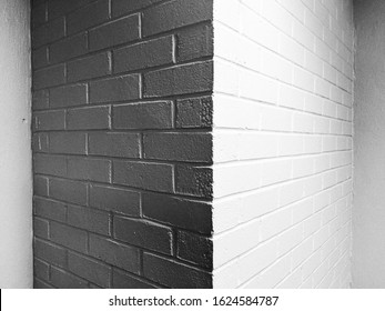 Black And White Corner Of A Brick Wall