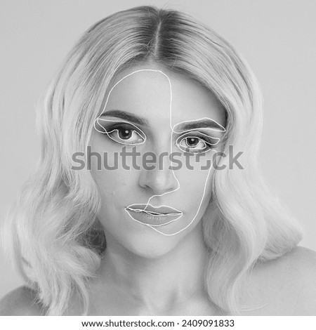 black and white creative photo of a blonde girl. High quality photo