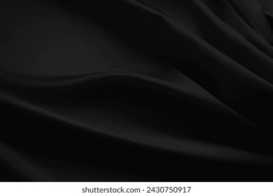 Black white dark abstract luxury elegant premium background. Silk satin velvet fabric. Drapery fold curved line wave flowing. Design.