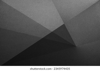 Black white dark gray abstract background. Geometric pattern shape. Line triangle polygon angle. Gradient. Shadow. Matte. 3d effect. Rough grain grungy. Design. Template. Presentation. - Shutterstock ID 2345974435