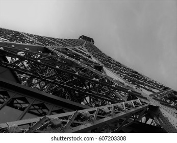 Black & White Eiffel Tower Close Up in Paris, France