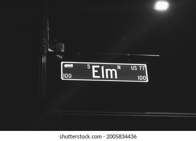 Black And White Elm Street Sign.