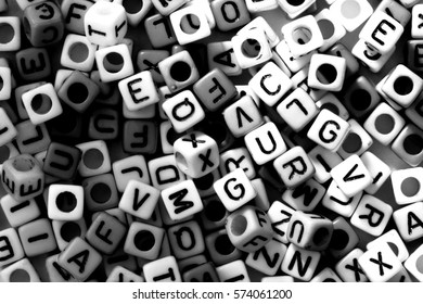 Black And White Of English Alphabet Cube As Background