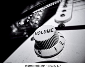 Black And White Extreme Close Up Of Electric Guitar Volume Knob
