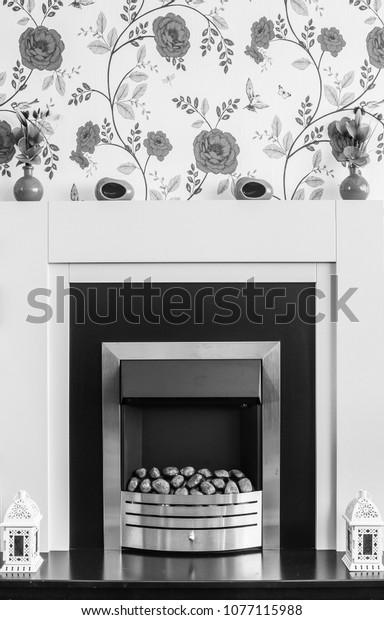 Black White Fire Surround Ornamental Lanterns Stock Photo Edit
