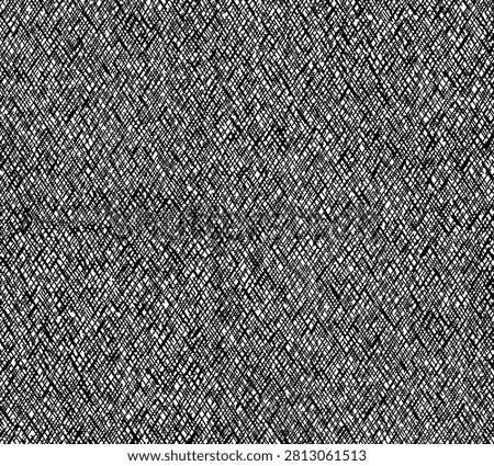 Black and white geometric seamless pattern with abstract crosshatch texture.
