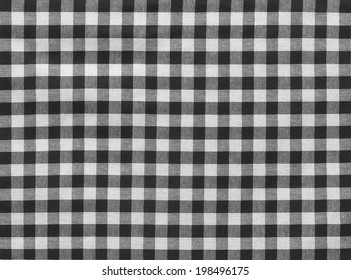 Black And White Gingham Tablecloth Texture Background, High Detailed