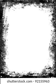 A black and white grunge frame with white  empty space inside