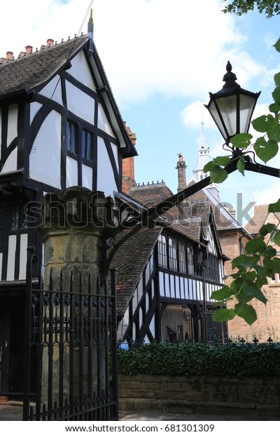 Black White Half Timbered Cottage Old Stock Photo Edit Now 681301309