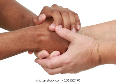 Black And White Hands In A Friendly Hand Shake