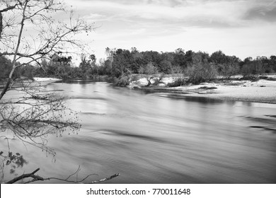 A Black And White Image Of The Bogue Chitto River, Bogue Chitto State Park, Washington Parish, Louisiana