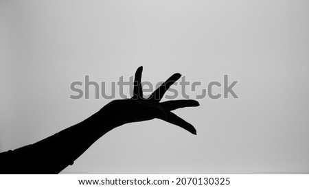 Black and white image of hasta mudra or indian traditional dance form's hand posture with white background. Stock fotó © 
