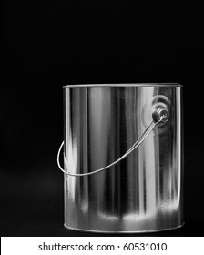 Black And White Image Of Metallic Paint Bucket