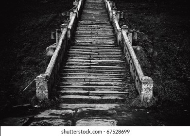 Black and white image of an old church staircase - Powered by Shutterstock