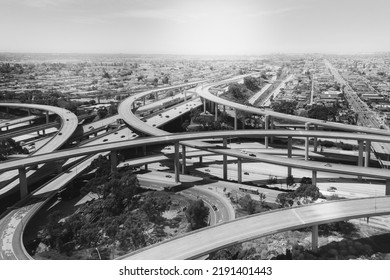Black and white interchange in Los Angeles USA.