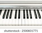 Black and white keys on an electronic piano. Piano keys closeup. Classic piano keyboard.