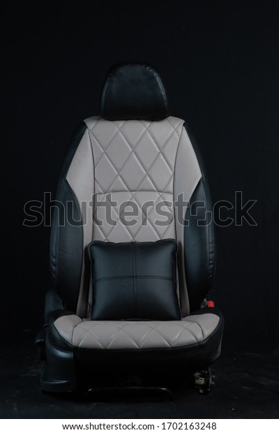 black and white leather\
car seat cover