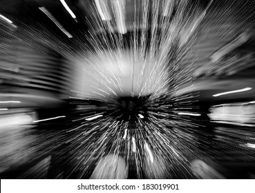 black and white lights blur zoom abstract background