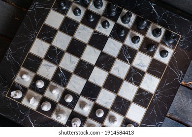 Black And White Marble Chess Board