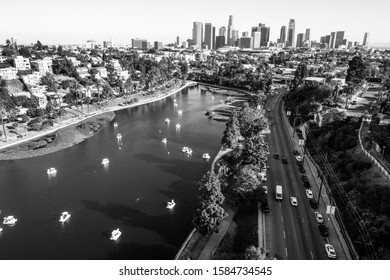 Black And White Monochrome LA Photography Aerial Drone Views Of Los Angeles California Summer Views Of Palms Trees And Tropical West Coast Vibes 