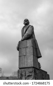 Black And White Monument From Granite To Leader Of World Proletariat Lenin
