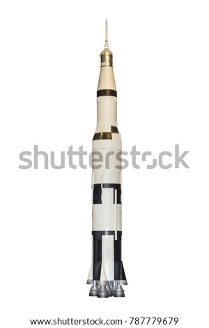 Black and white multistage space rocket model isolated on white background