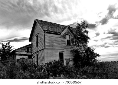 Black And White Nebraska Farm House