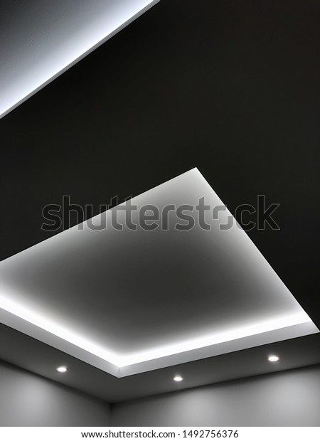 Black White Neon Lighting Decoration Under Stock Photo Edit