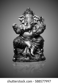 Black and white ofHindu God Ganesha Lord of Success isolate on gradient Black and white background