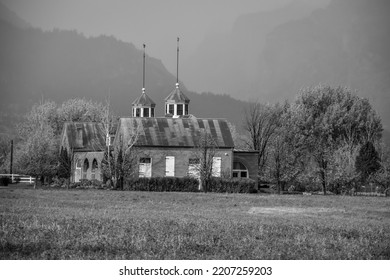 Black And White Old Horse Stable