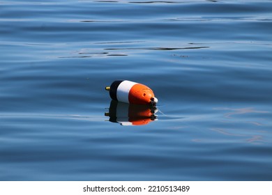 Black White And Orange Bouy Floating In The Water