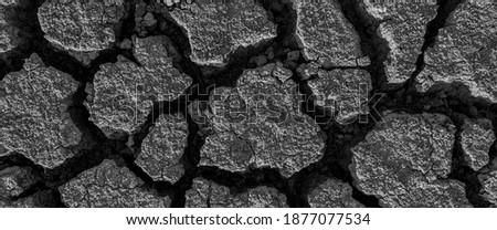black and white panorama dried cracked lake bottom background texture global warming