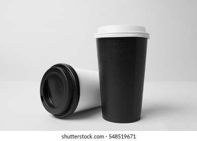 Black And White Paper Cup Mockup