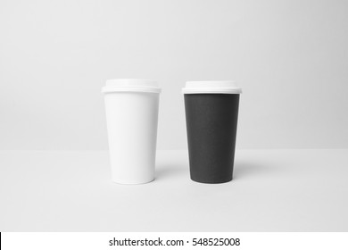 Black And White Paper Cup Mockup