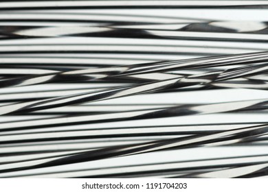 A black and white pattern with twisted lines.