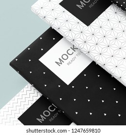 Black and white patterned notebook mockups